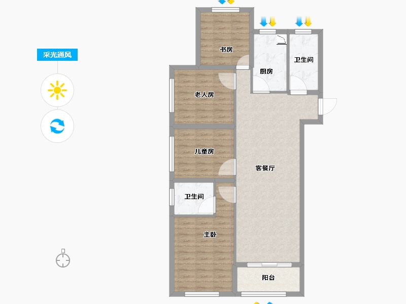 浙江省-嘉兴市-福晟天地-92.80-户型库-采光通风