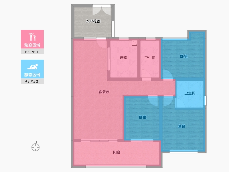 云南省-普洱市-鼎城国际-104.80-户型库-动静分区