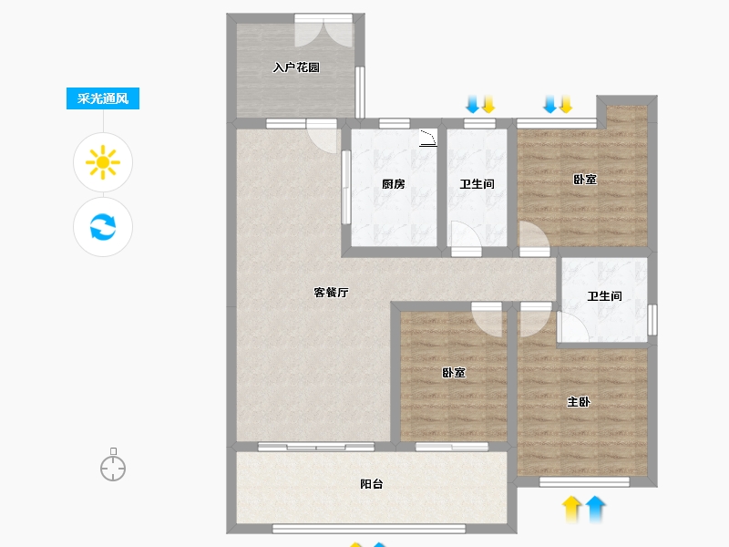 云南省-普洱市-鼎城国际-104.80-户型库-采光通风