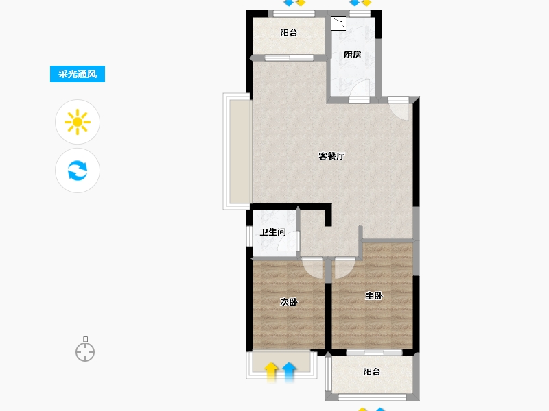 浙江省-嘉兴市-旭辉星瀚城-68.00-户型库-采光通风