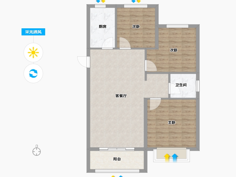 浙江省-嘉兴市-元宝湾二期-82.40-户型库-采光通风