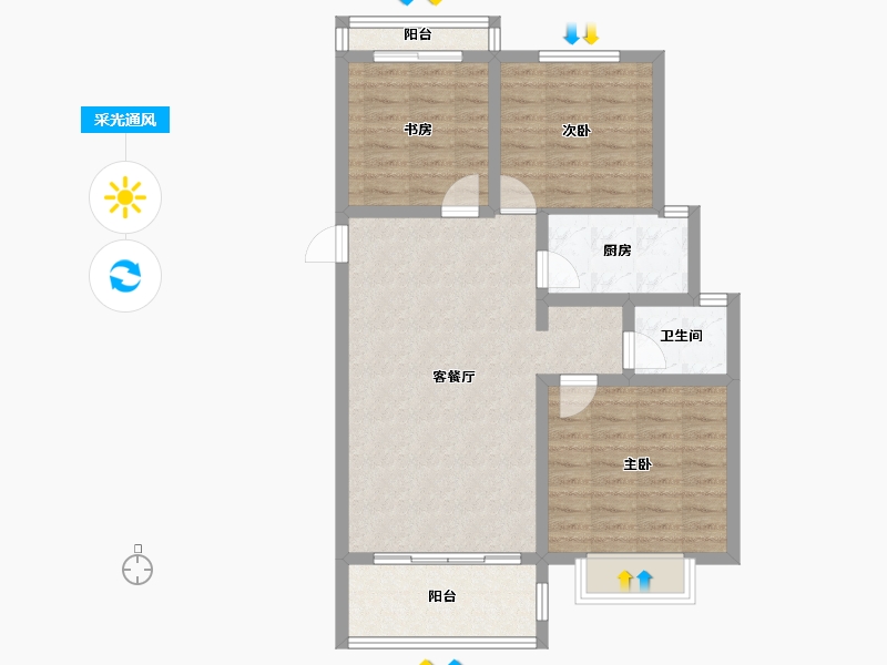 浙江省-嘉兴市-元宝湾二期-80.86-户型库-采光通风