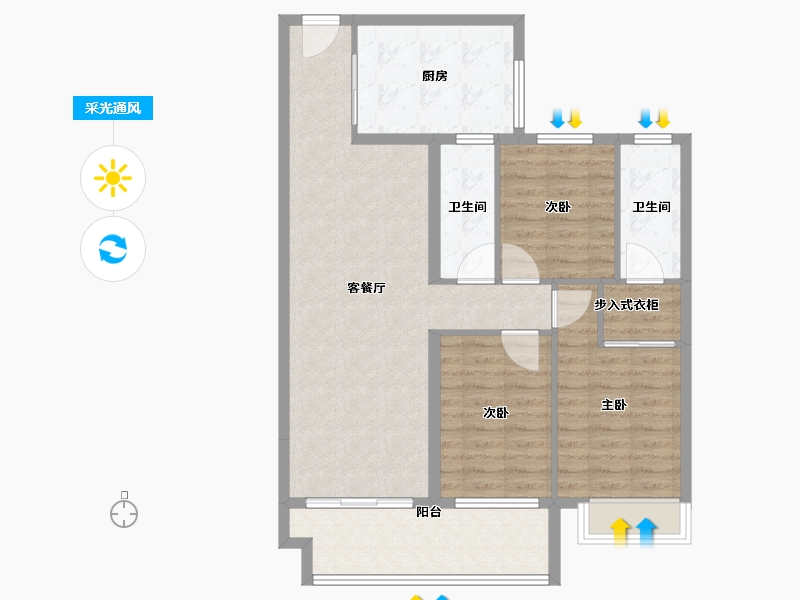 浙江省-嘉兴市-科大柳岸晓风-92.80-户型库-采光通风