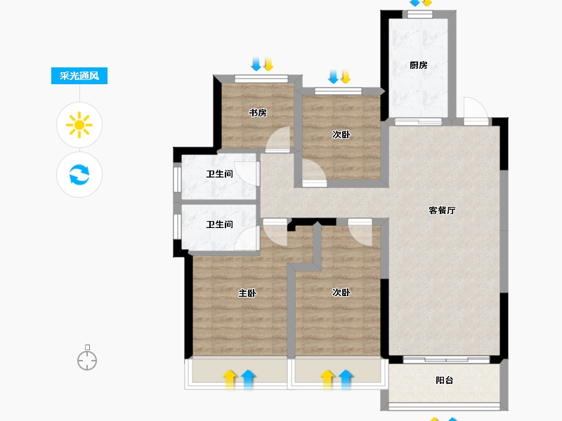 浙江省-嘉兴市-龙光・玖誉湾-84.72-户型库-采光通风