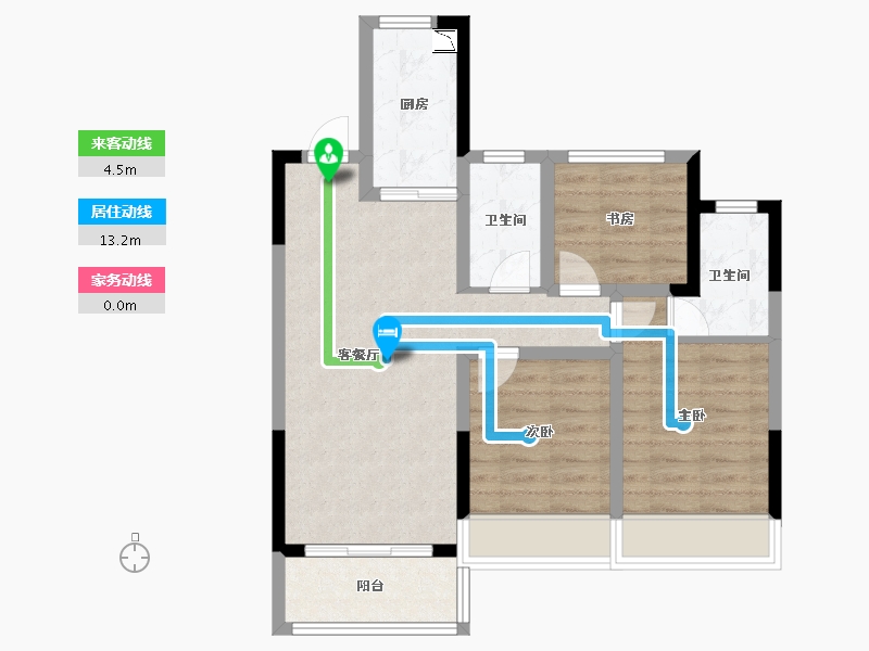 浙江省-嘉兴市-龙光・玖誉湾-69.40-户型库-动静线