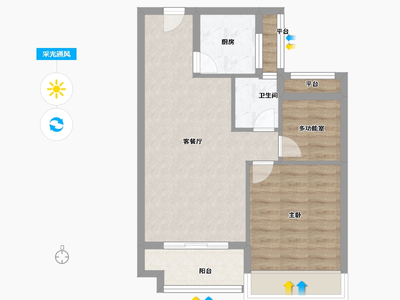 浙江省-嘉兴市-春风江南-53.76-户型库-采光通风