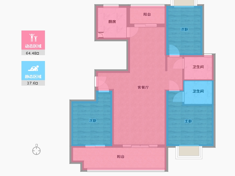 山东省-临沂市-松鹤一品-90.63-户型库-动静分区