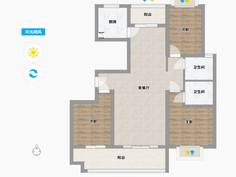 山东省-临沂市-松鹤一品-90.63-户型库-采光通风