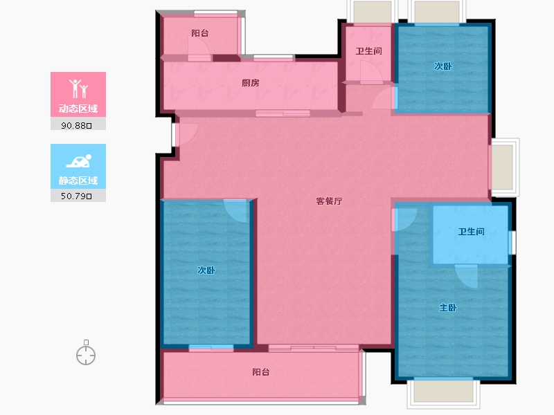 云南省-昆明市-璀璨臻樾-128.25-户型库-动静分区