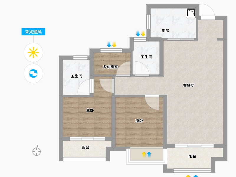 浙江省-嘉兴市-春风江南-71.20-户型库-采光通风