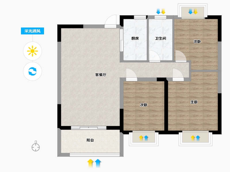 山东省-临沂市-松鹤一品-88.00-户型库-采光通风