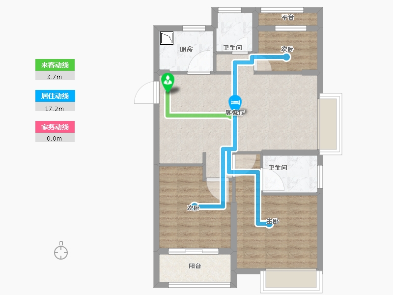 浙江省-嘉兴市-鹃东沁园-71.21-户型库-动静线