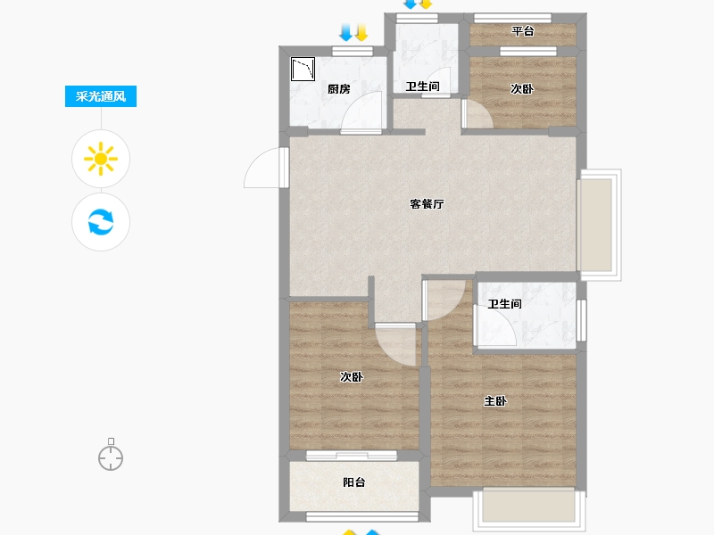 浙江省-嘉兴市-鹃东沁园-71.21-户型库-采光通风