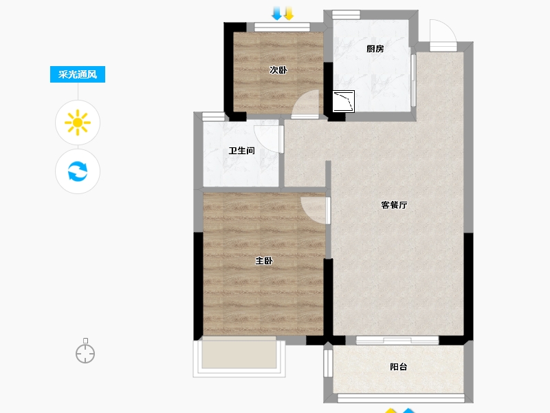 浙江省-嘉兴市-鹃东沁园-54.40-户型库-采光通风