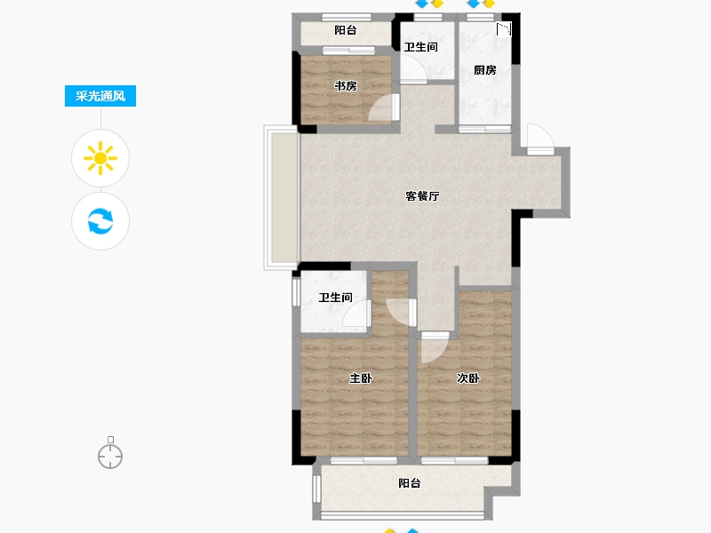 浙江省-嘉兴市-风华绮轩-83.99-户型库-采光通风