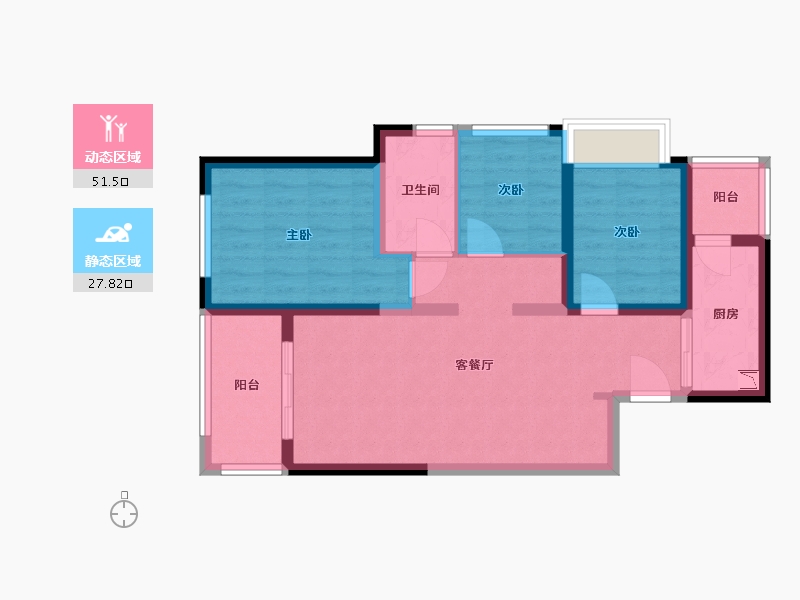 云南省-昆明市-俊发俊云峰-69.66-户型库-动静分区