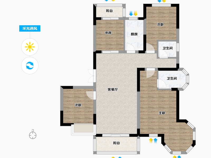 河南省-洛阳市-宏矗龙铂郡-100.75-户型库-采光通风