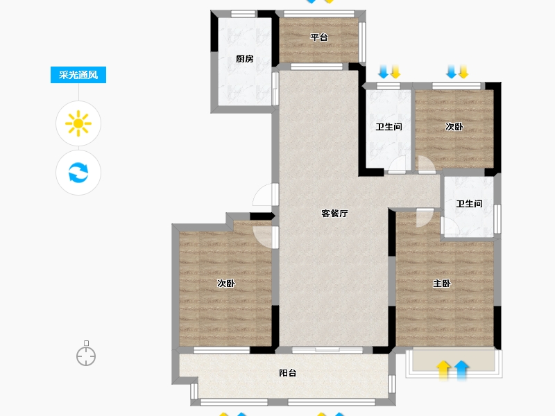 河南省-洛阳市-文乐山水上境-96.80-户型库-采光通风