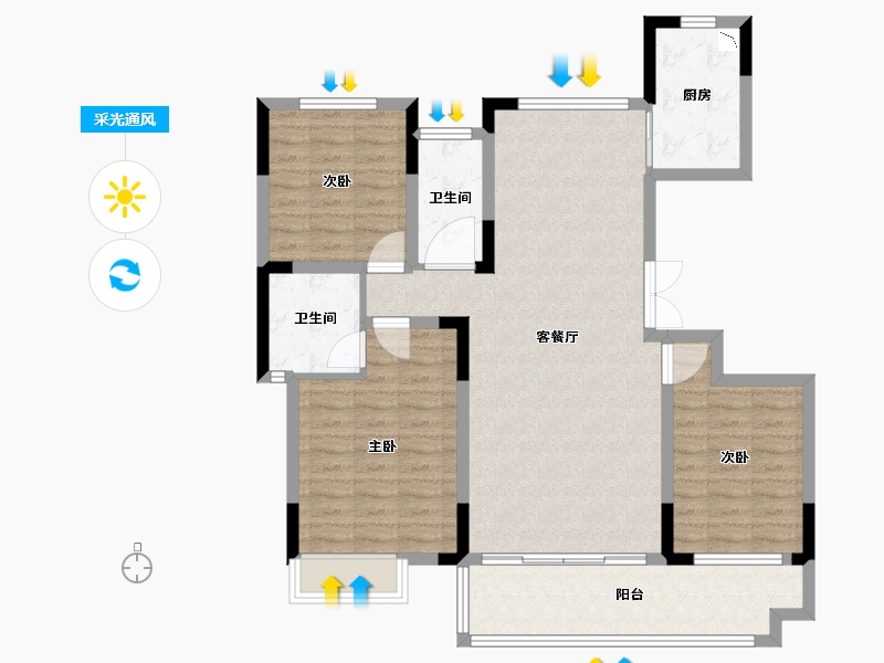 河南省-洛阳市-文乐山水上境-104.80-户型库-采光通风