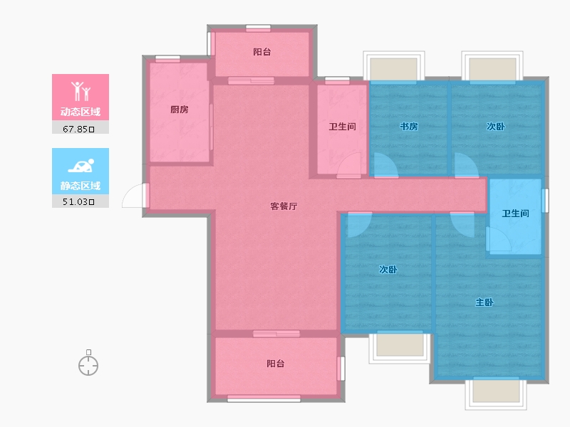 湖北省-宜昌市-梅岭馨语-107.16-户型库-动静分区