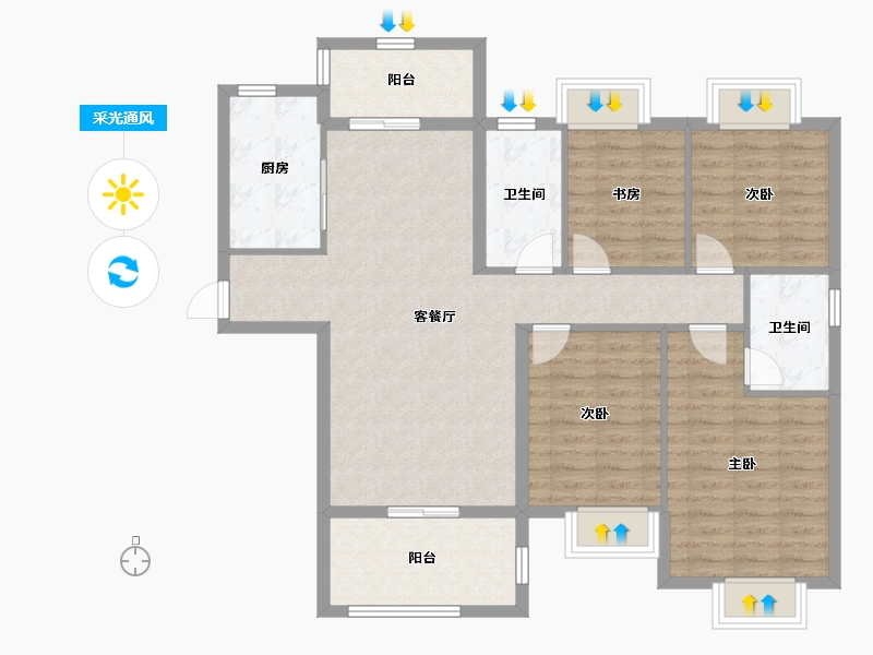 湖北省-宜昌市-梅岭馨语-107.16-户型库-采光通风