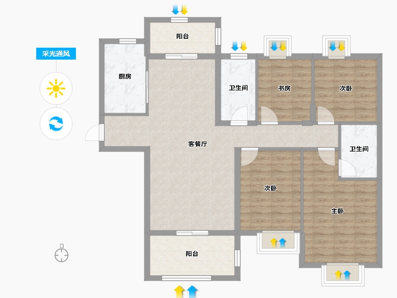 湖北省-宜昌市-梅岭馨语-106.90-户型库-采光通风