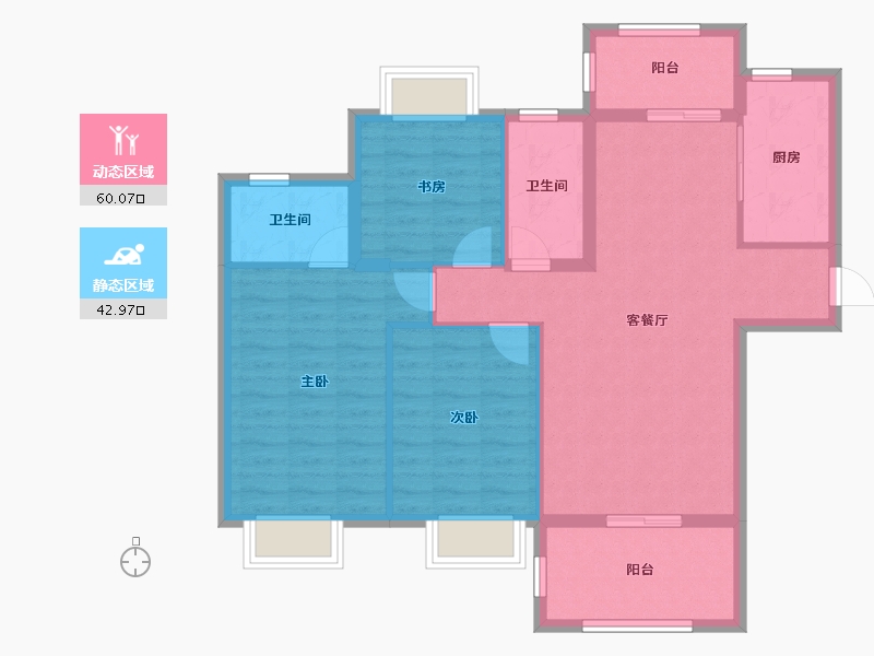 湖北省-宜昌市-梅岭馨语-92.80-户型库-动静分区