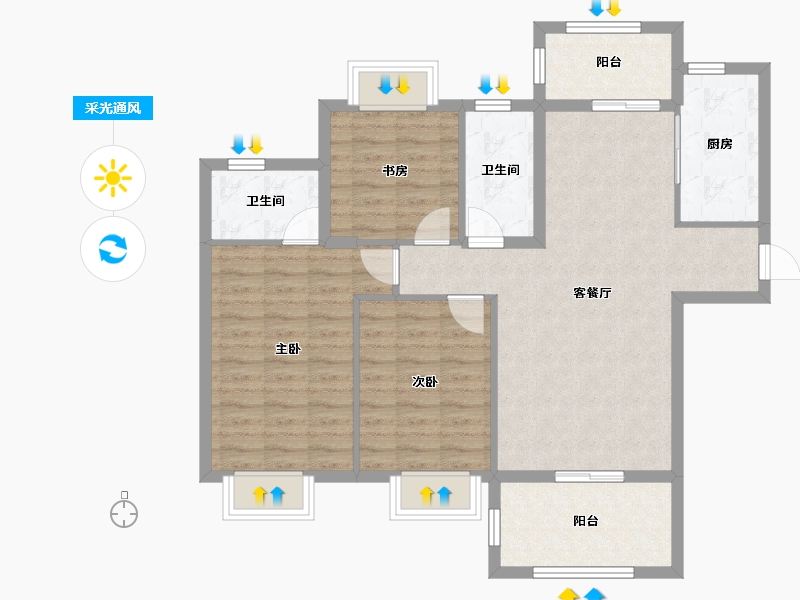 湖北省-宜昌市-梅岭馨语-92.80-户型库-采光通风