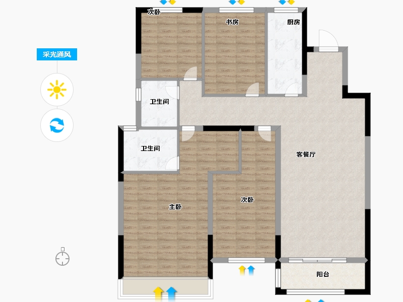 陕西省-渭南市-保利锦悦和府-129.99-户型库-采光通风