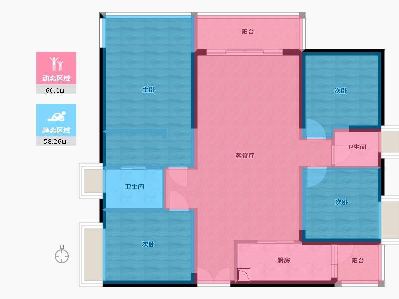 四川省-绵阳市-绵阳CBD万达广场-106.12-户型库-动静分区