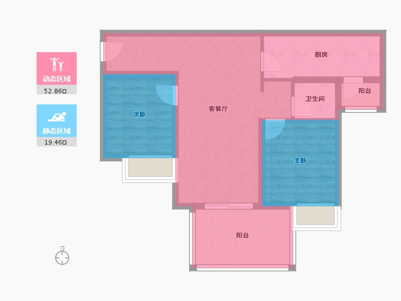 重庆-重庆市-融创欧麓花园城-63.81-户型库-动静分区