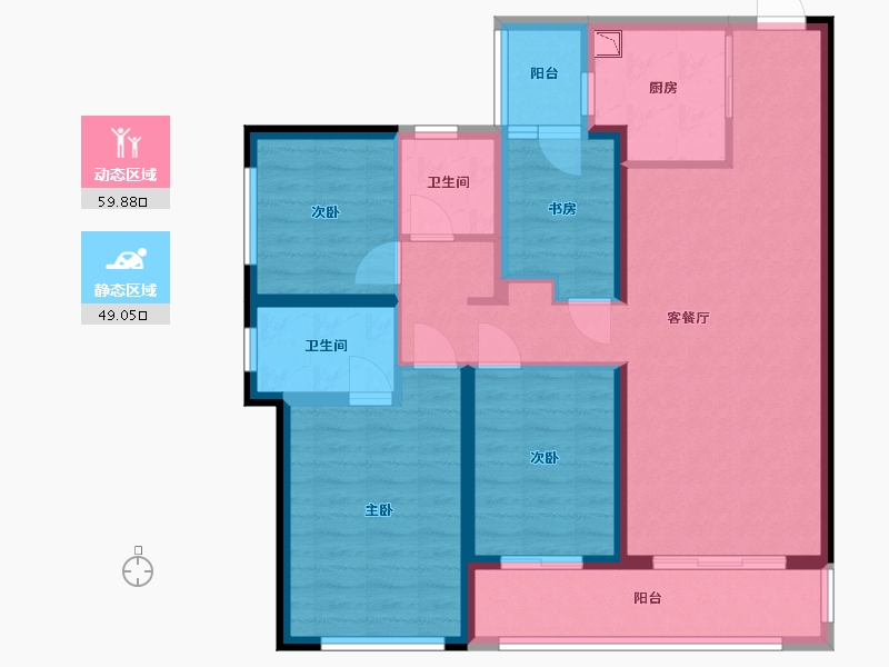 云南省-昆明市-俊发俊云峰-96.52-户型库-动静分区