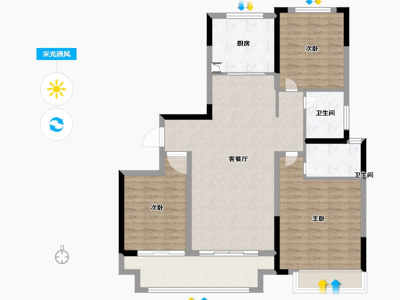 河南省-洛阳市-中成颐尚苑-99.99-户型库-采光通风