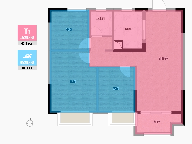 江苏省-苏州市-河风印月-65.00-户型库-动静分区