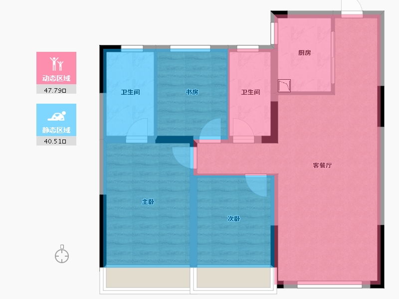 吉林省-长春市-金地名悦-78.91-户型库-动静分区