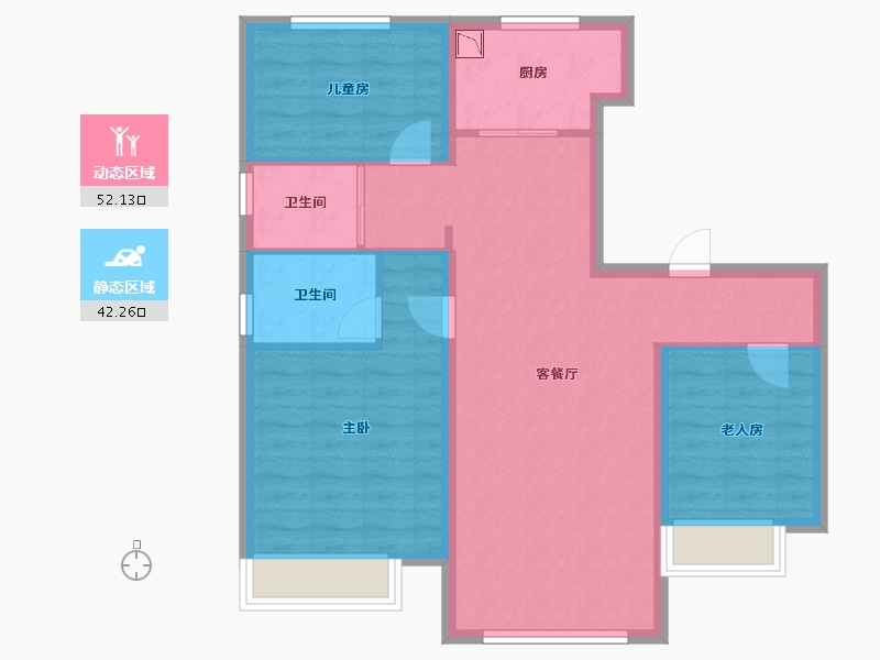 河北省-唐山市-碧桂园天玺湾-84.69-户型库-动静分区