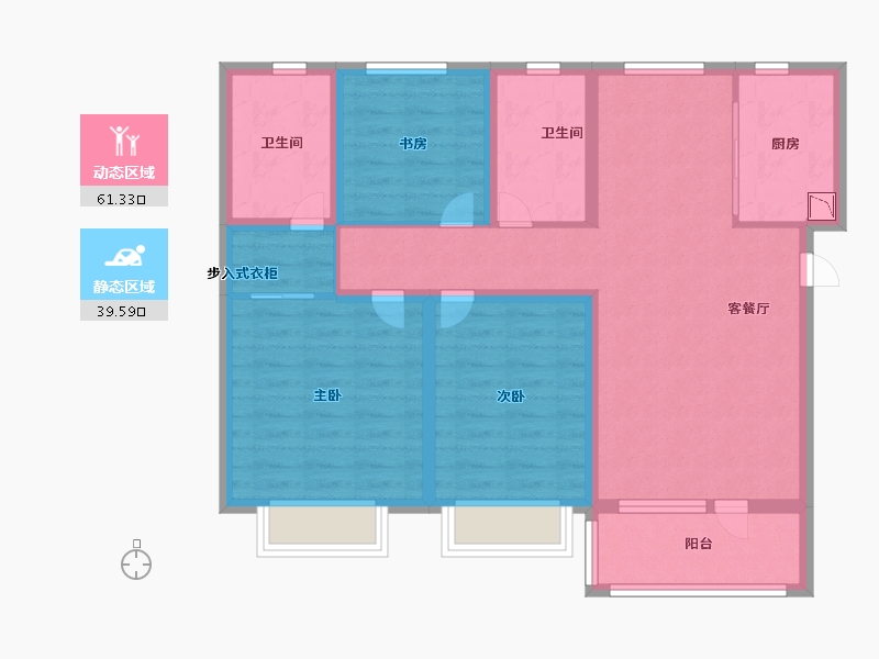 山东省-烟台市-融创迩海-88.99-户型库-动静分区