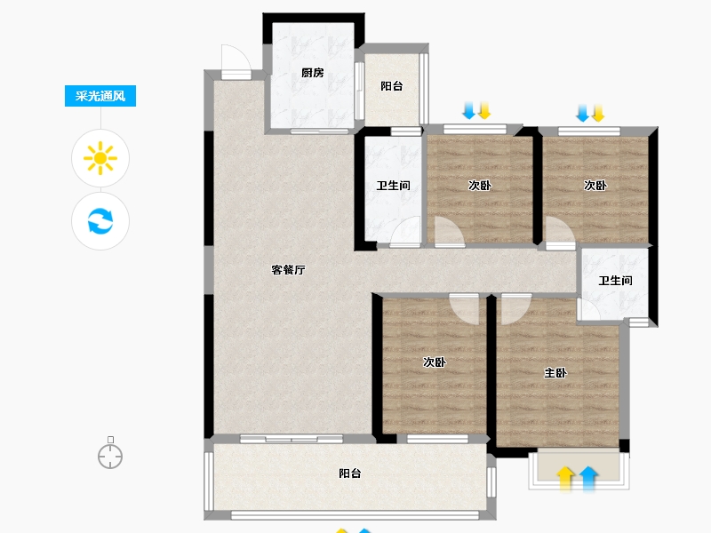 湖南省-衡阳市-东方国际-108.57-户型库-采光通风