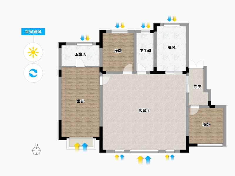 吉林省-长春市-金盛九里新城-117.59-户型库-采光通风