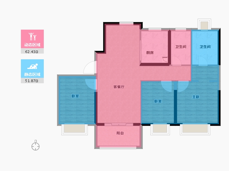 上海-上海市-恒大江湾华庭-103.24-户型库-动静分区