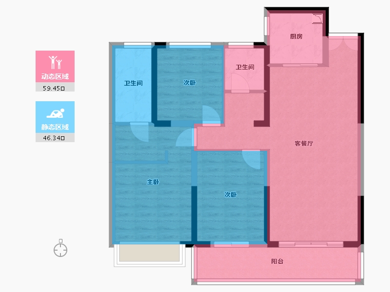 浙江省-金华市-苏溪印象-94.34-户型库-动静分区