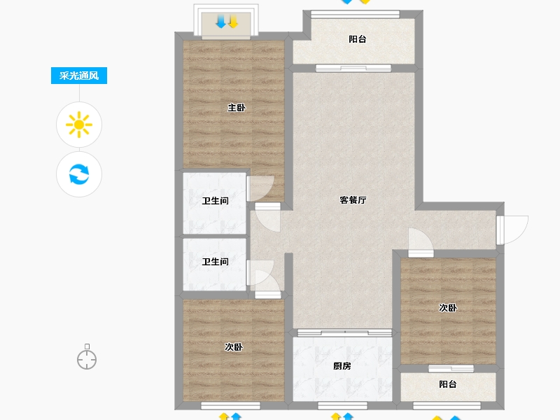 河北省-张家口市-剑桥春雨-90.00-户型库-采光通风