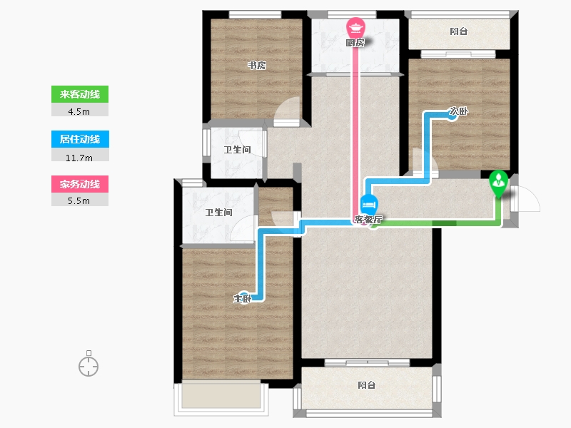 陕西省-宝鸡市-华隆幸福里-89.08-户型库-动静线