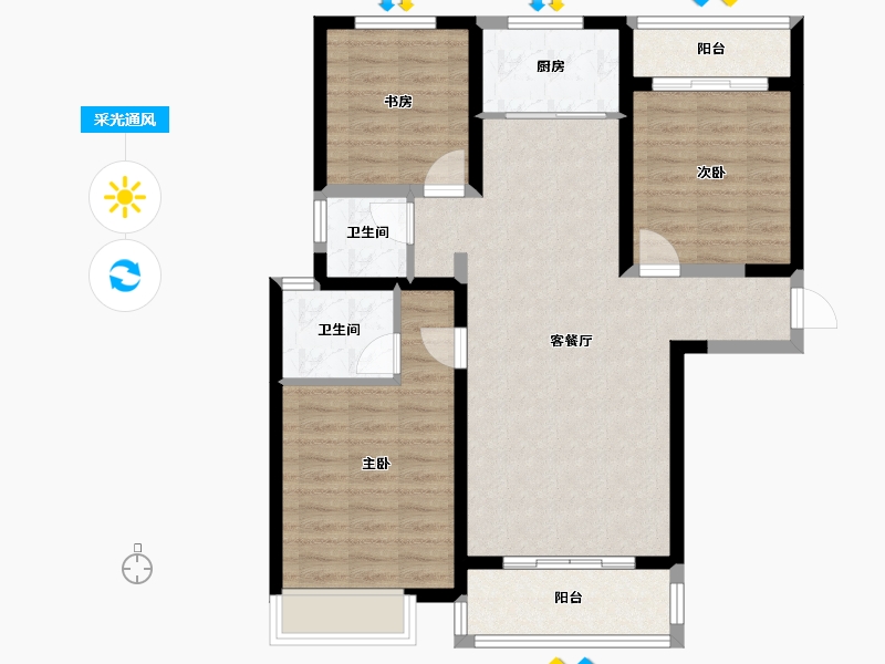 陕西省-宝鸡市-华隆幸福里-89.08-户型库-采光通风