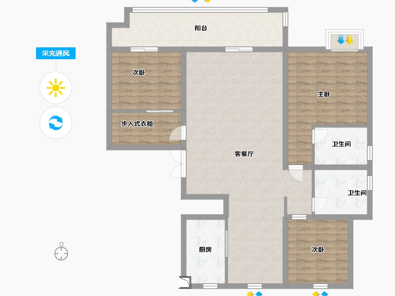 山东省-菏泽市-南湖名门-118.00-户型库-采光通风