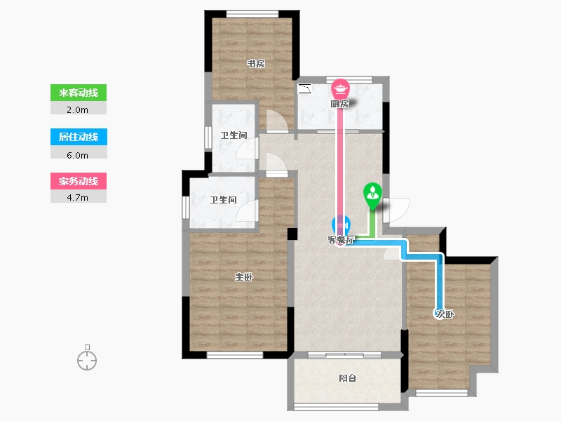 江苏省-泰州市-玉园-90.00-户型库-动静线