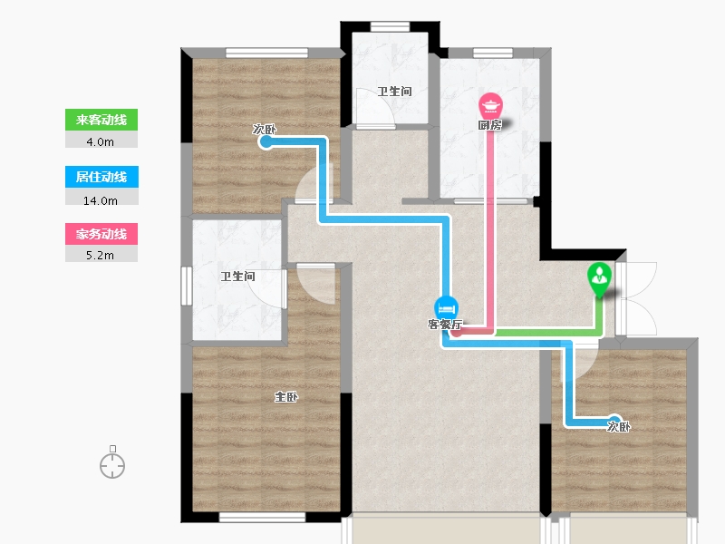 吉林省-长春市-金盛九里新城-89.60-户型库-动静线