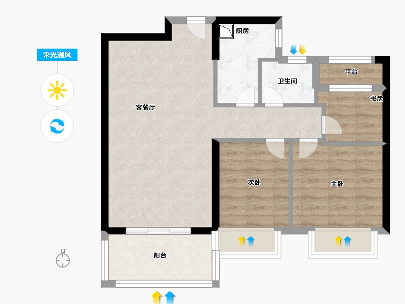 福建省-南平市-江南第一城御岭-64.99-户型库-采光通风