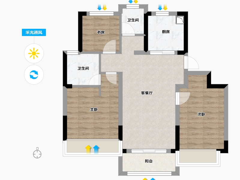 上海-上海市-云麓里-65.71-户型库-采光通风