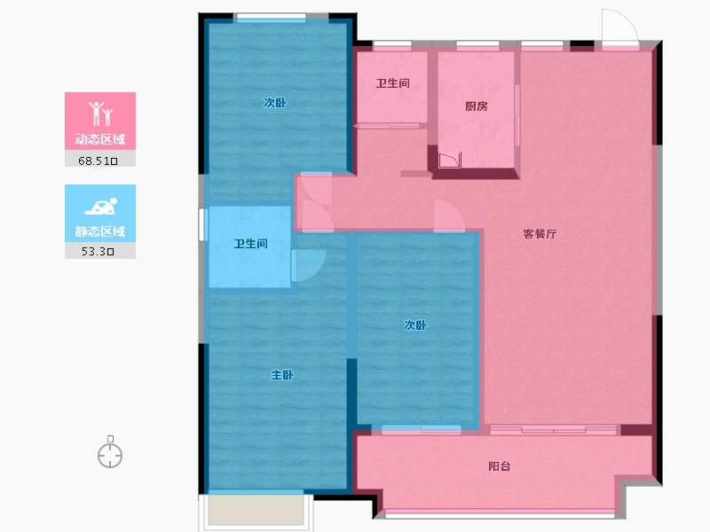 安徽省-蚌埠市-荣盛华府-110.01-户型库-动静分区